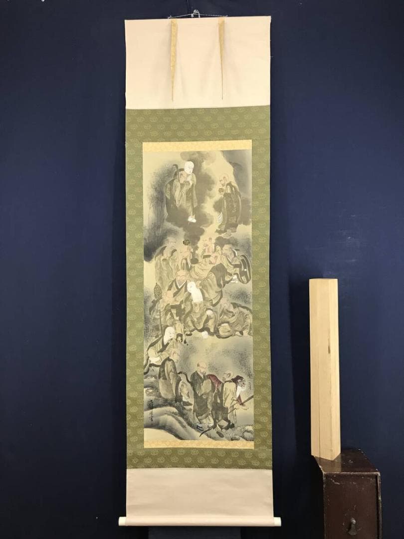 複製/作者不詳/十六羅漢図/工芸品/掛軸☆宝船☆AH-813