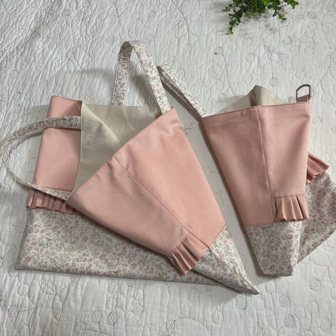 レッスンバッグ　着替え袋　靴袋　3点セット　リバティ　メドウテイルズ ピンク