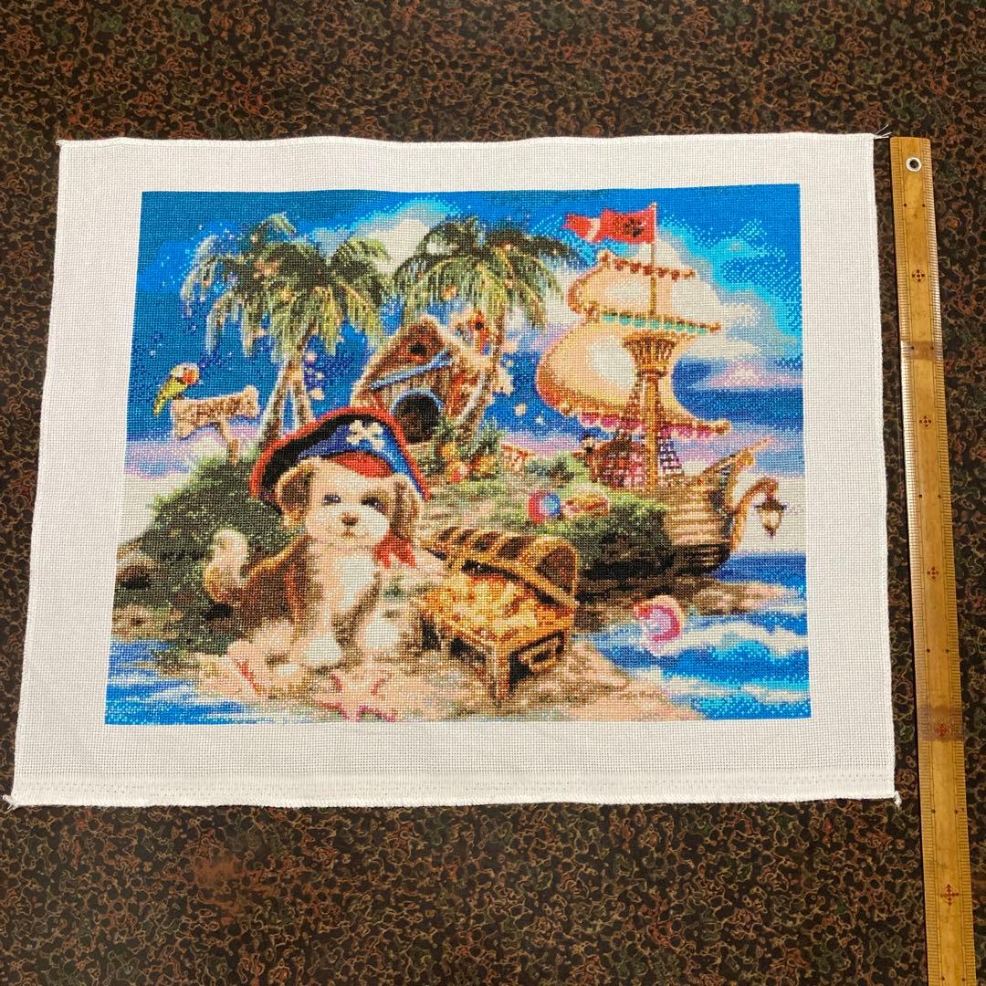 クロスステッチ　完成品　海賊　見つけたワン