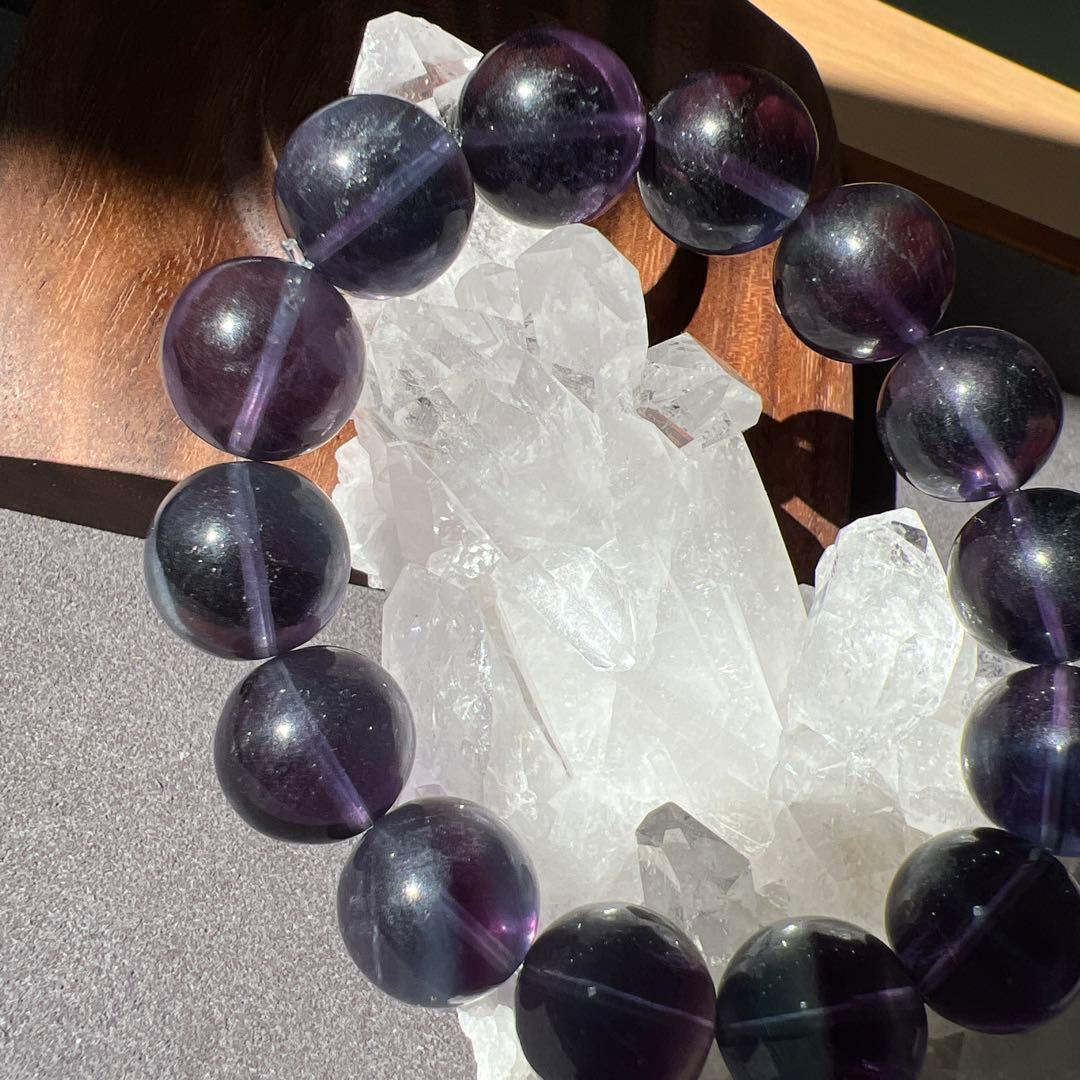 天然石　フローライト　ブレスレット　14ミリ　大玉