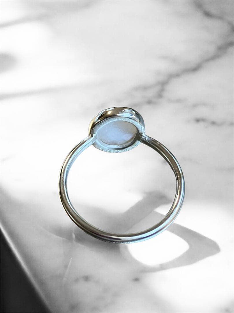 ハンドメイド　シルバーリング　ホワイトシェル　12.5号