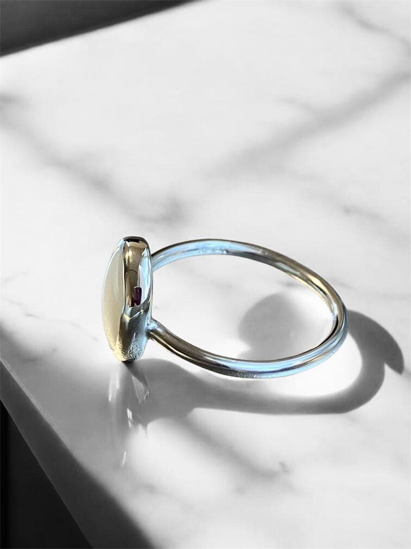 ハンドメイド　シルバーリング　ホワイトシェル　12.5号