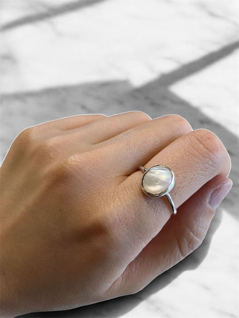 ハンドメイド　シルバーリング　ホワイトシェル　12.5号