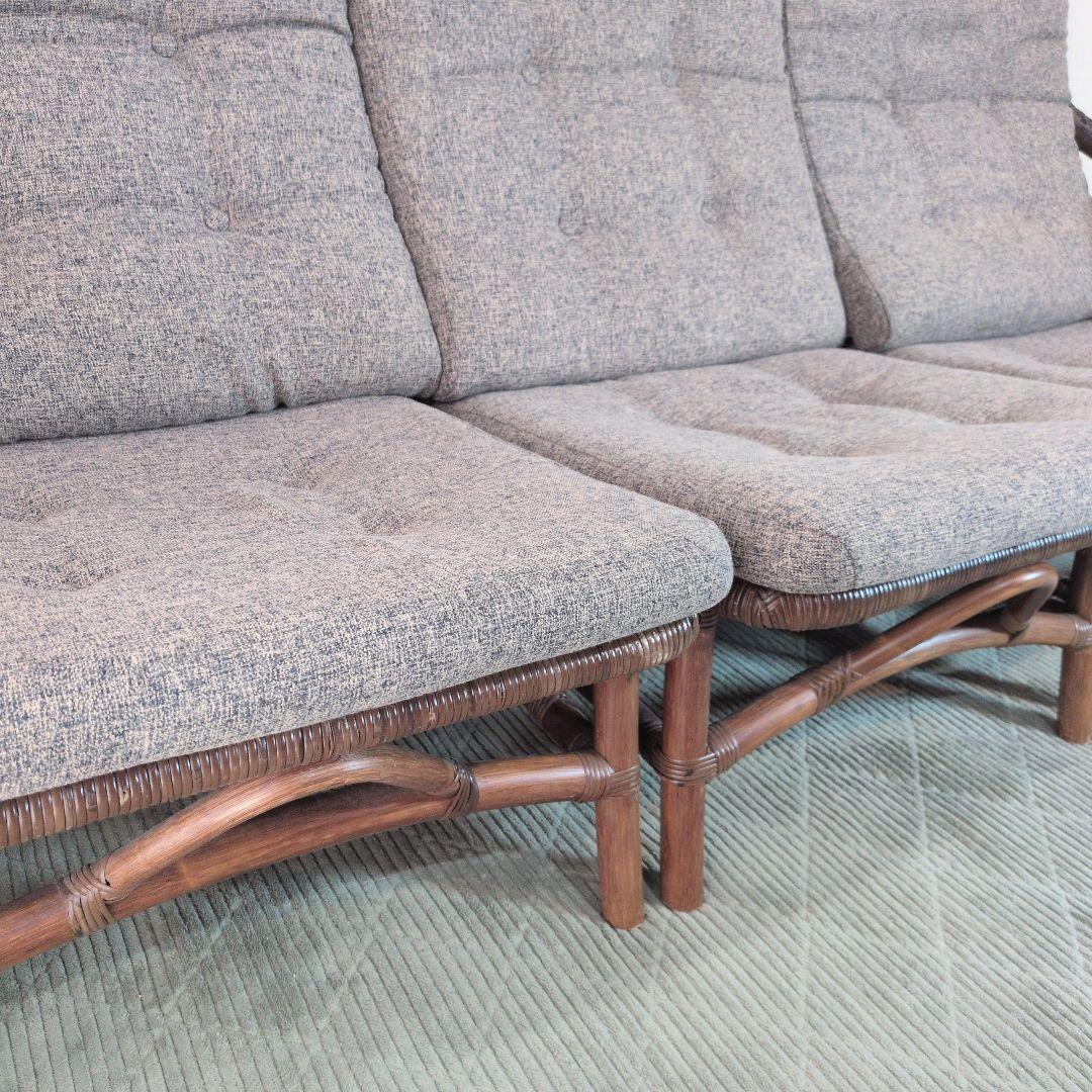 【引き取り価格】カザマ ニューブルック ラタンソファ3人掛け＋ガラステーブル