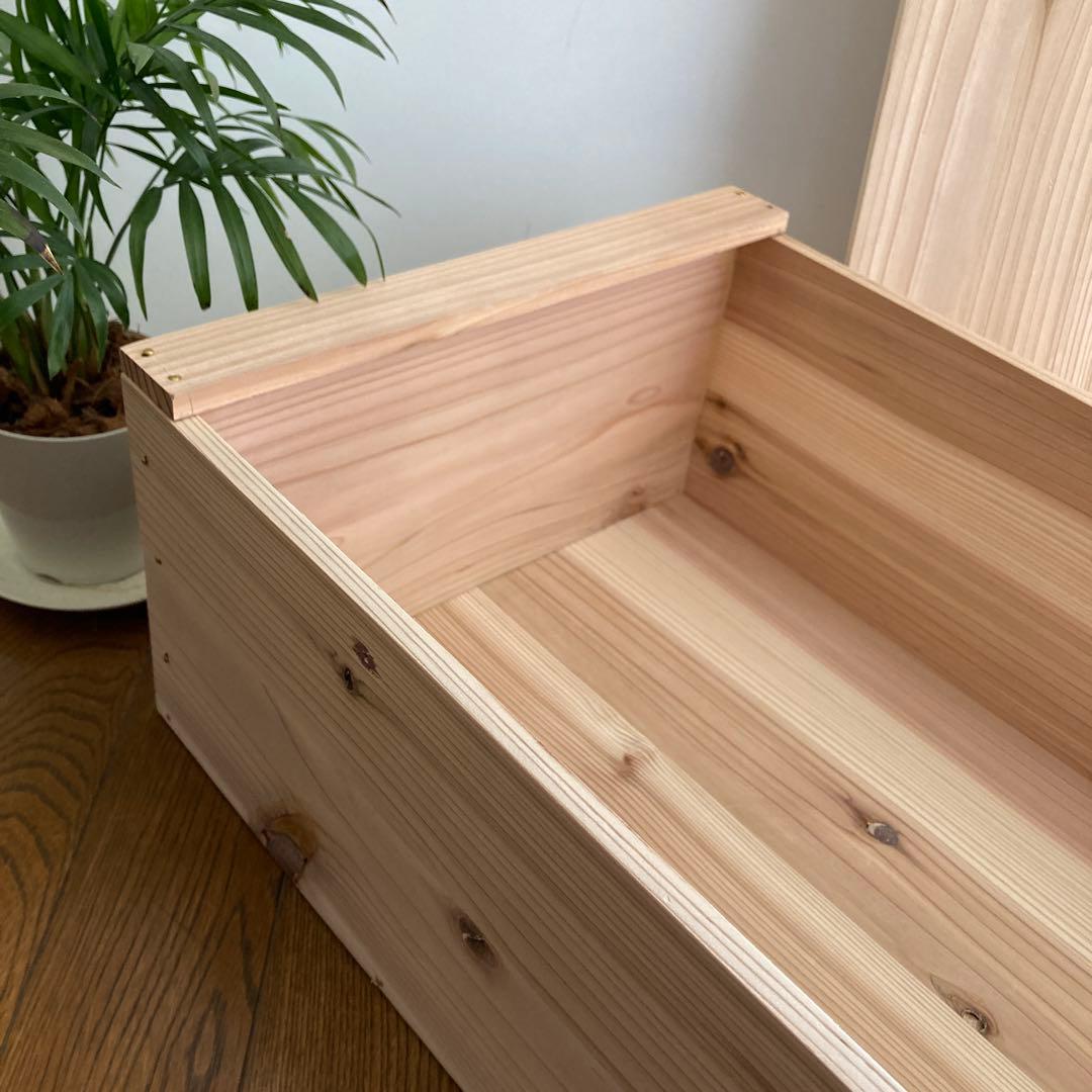 木製収納ボックス 蓋付き 大工道具箱　収納箱　木箱　ツールBOX ハンドメイド
