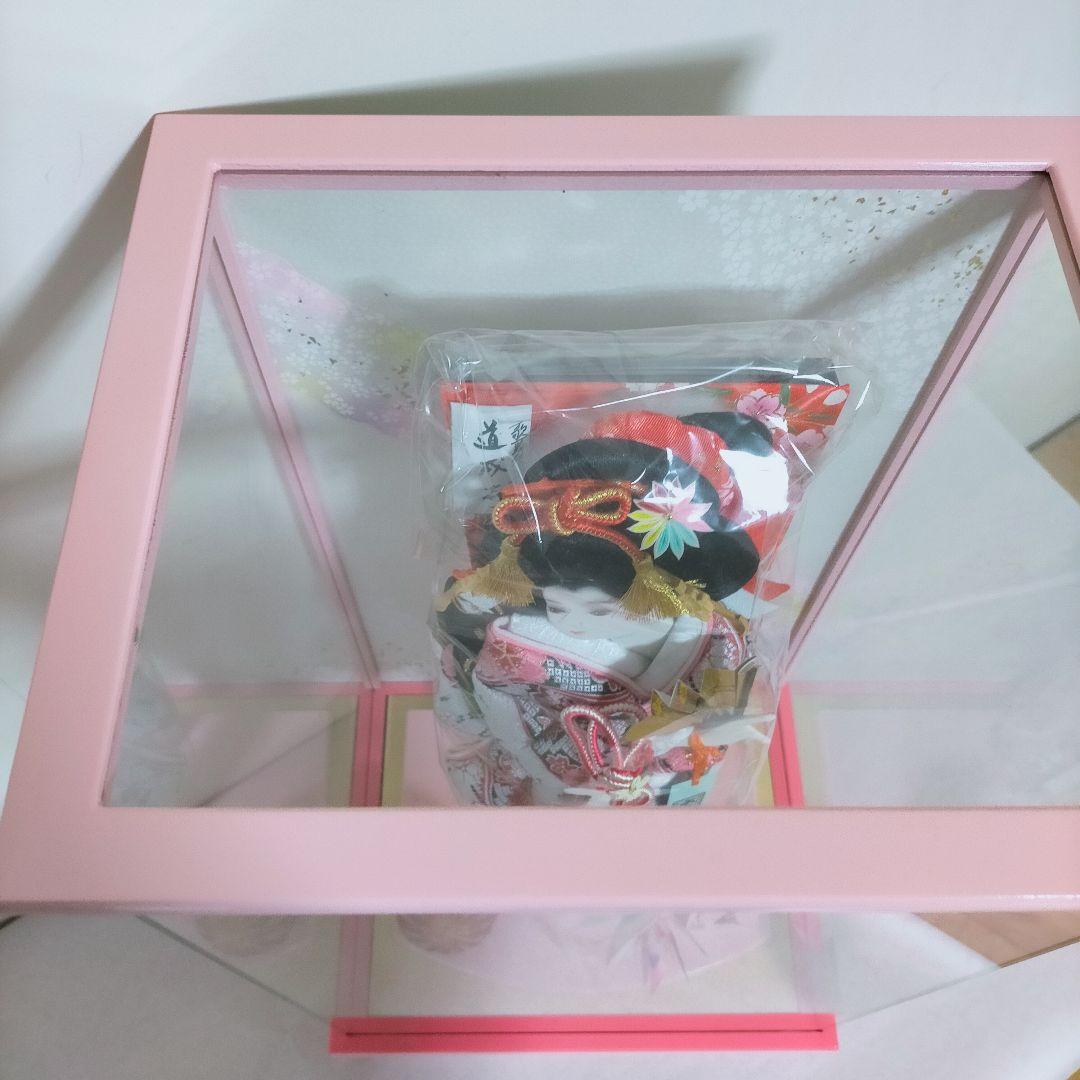 羽子板13号  パノラマ ガラスケース 桃 道明寺 金襴