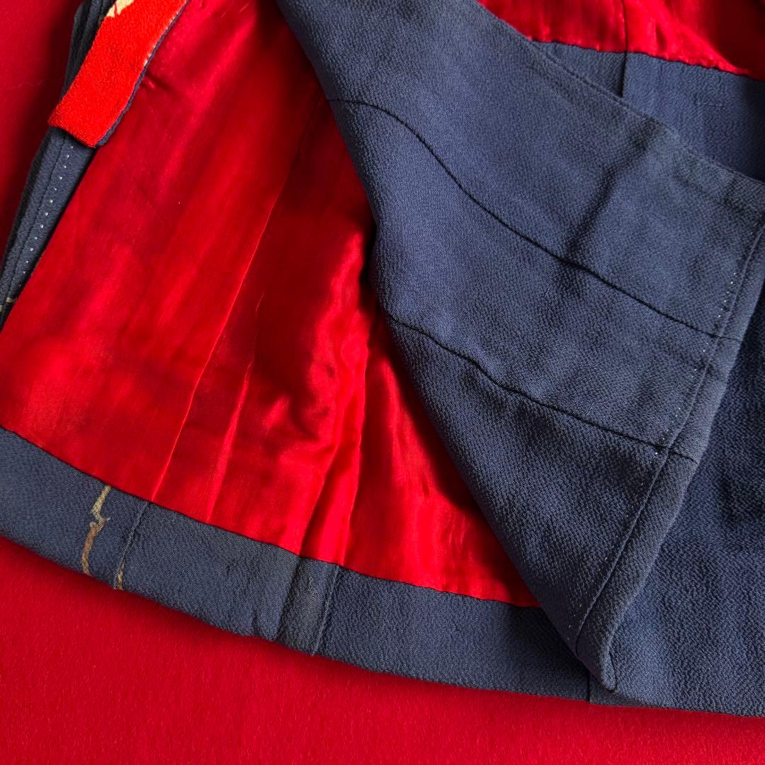 市松人形 12号(42cm)サイズの着物　比翼仕立て　オーシャンブルー　蔦花