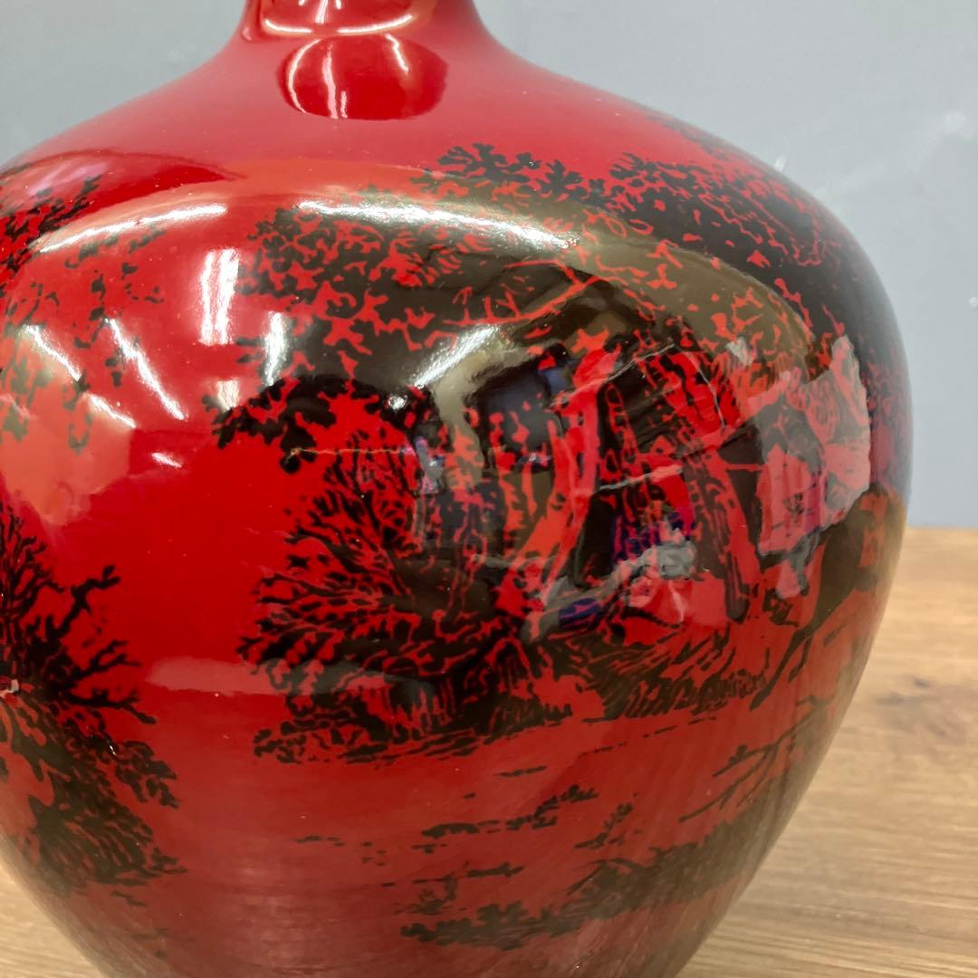 C-1 ロイヤルドルトン フランベ ウッドカット 1616 花瓶 箱付き 花器