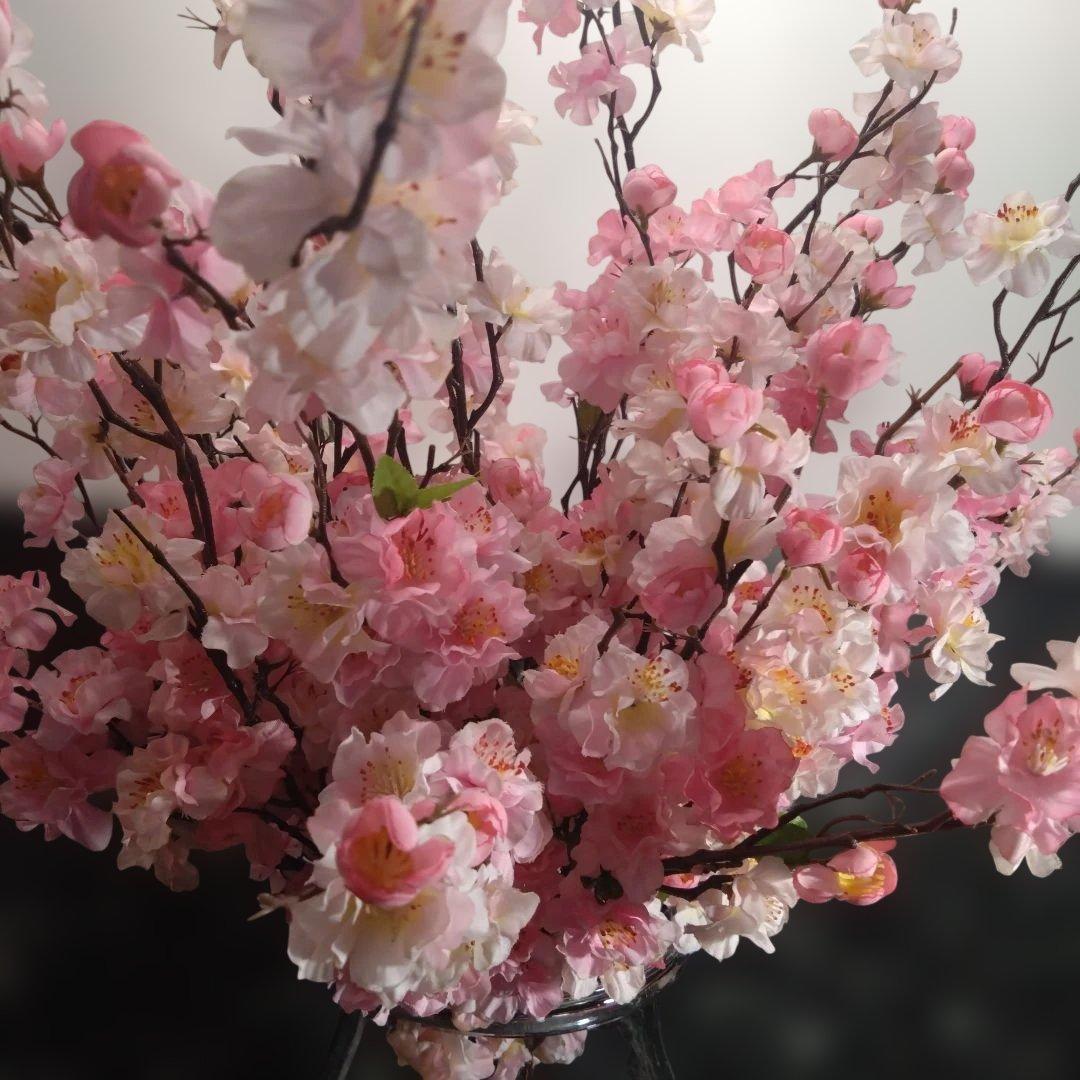 造花 白 ピンク 薄紅色の桜 １０本