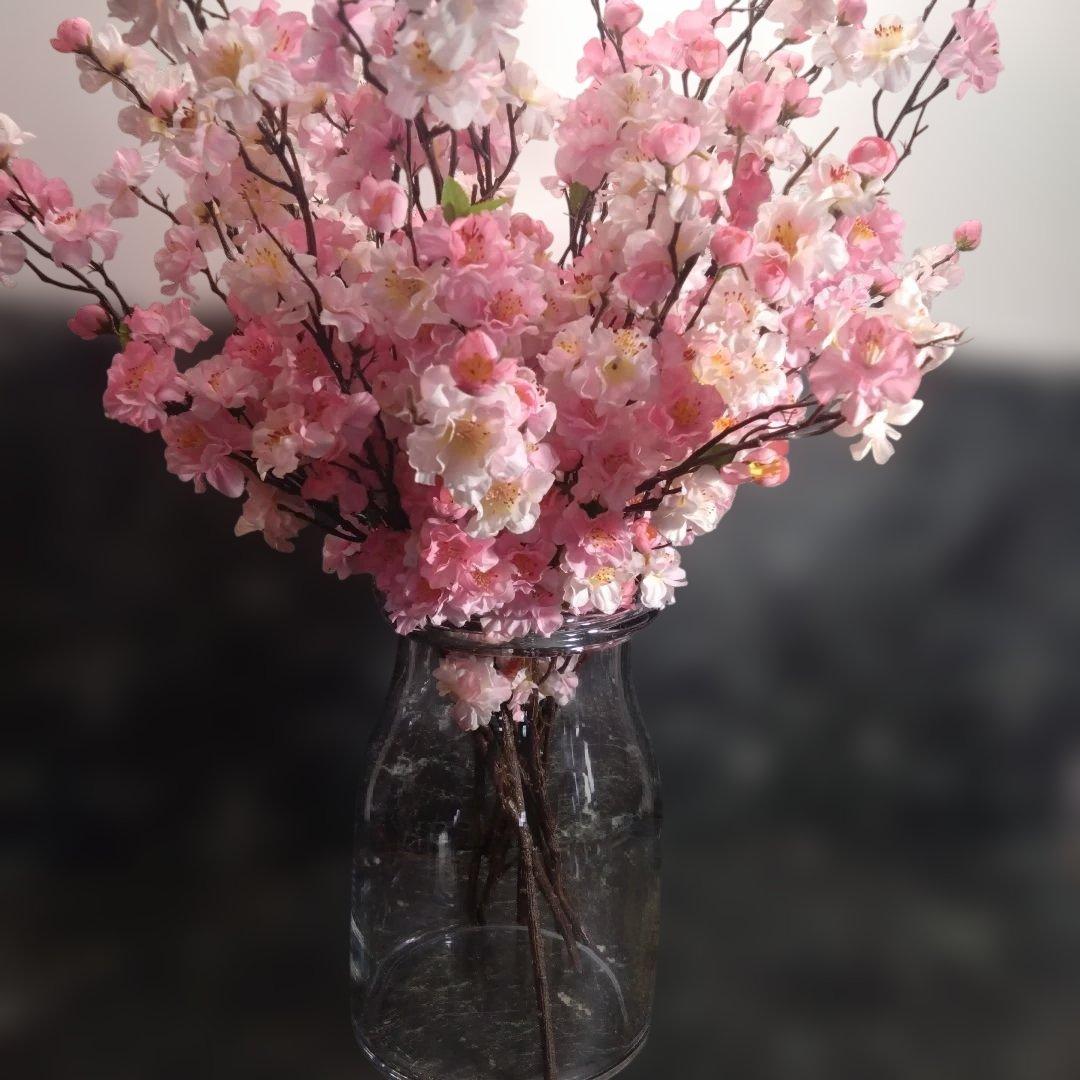 造花 白 ピンク 薄紅色の桜 １０本