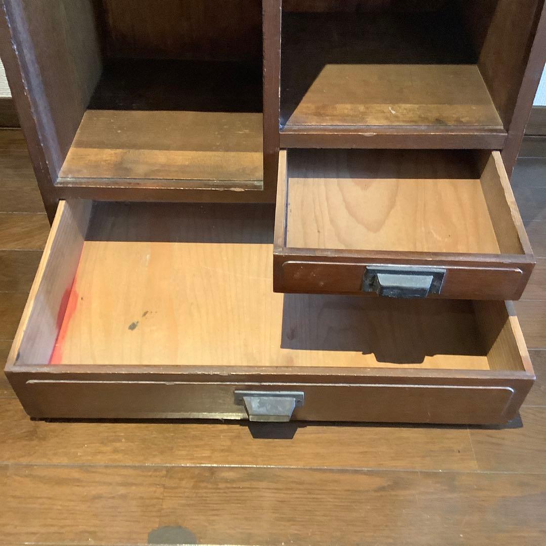 アンティーク　木製ラック引き出し付き