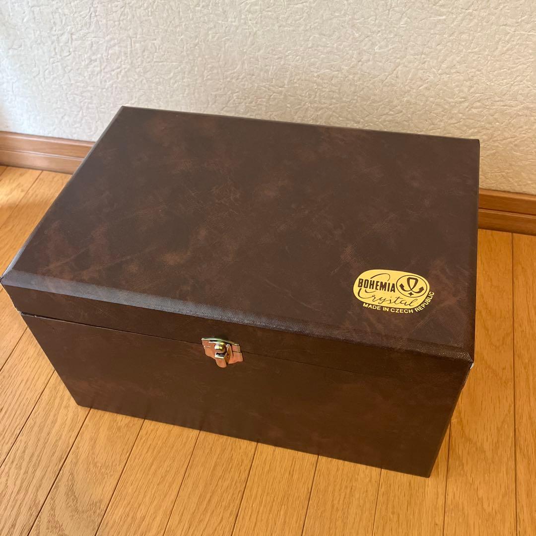 BOHEMIA ボヘミアグラス　ブルーラスターローズ　クリスタル　花瓶　箱付