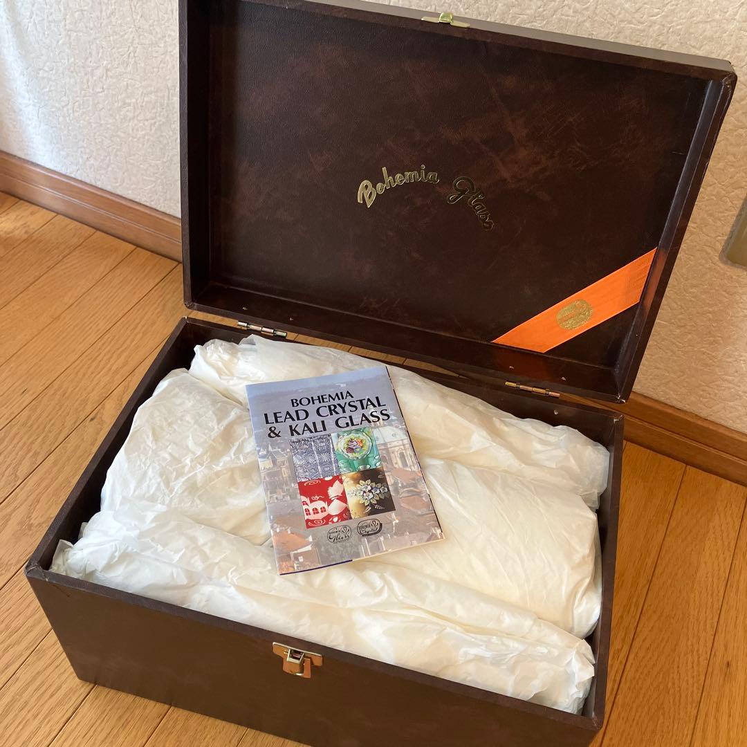 BOHEMIA ボヘミアグラス　ブルーラスターローズ　クリスタル　花瓶　箱付