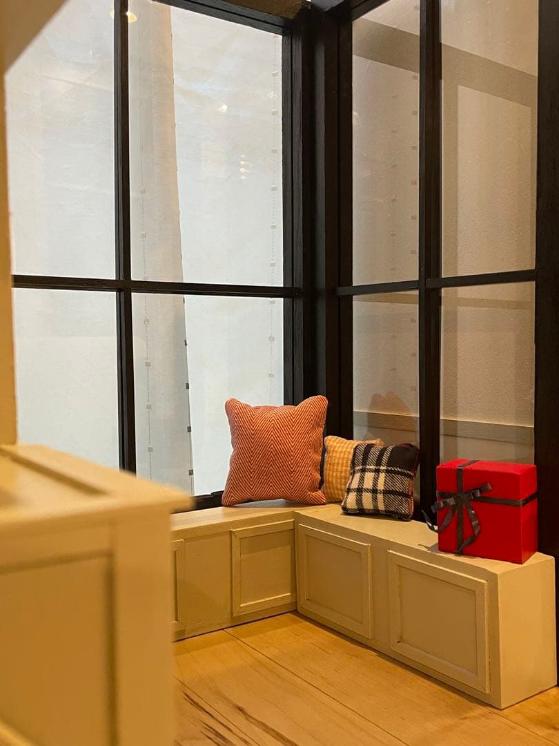 ドールハウス　撮影背景ボード　ハンドメイド☆ ルーム＆チェア＆シェルフ家具