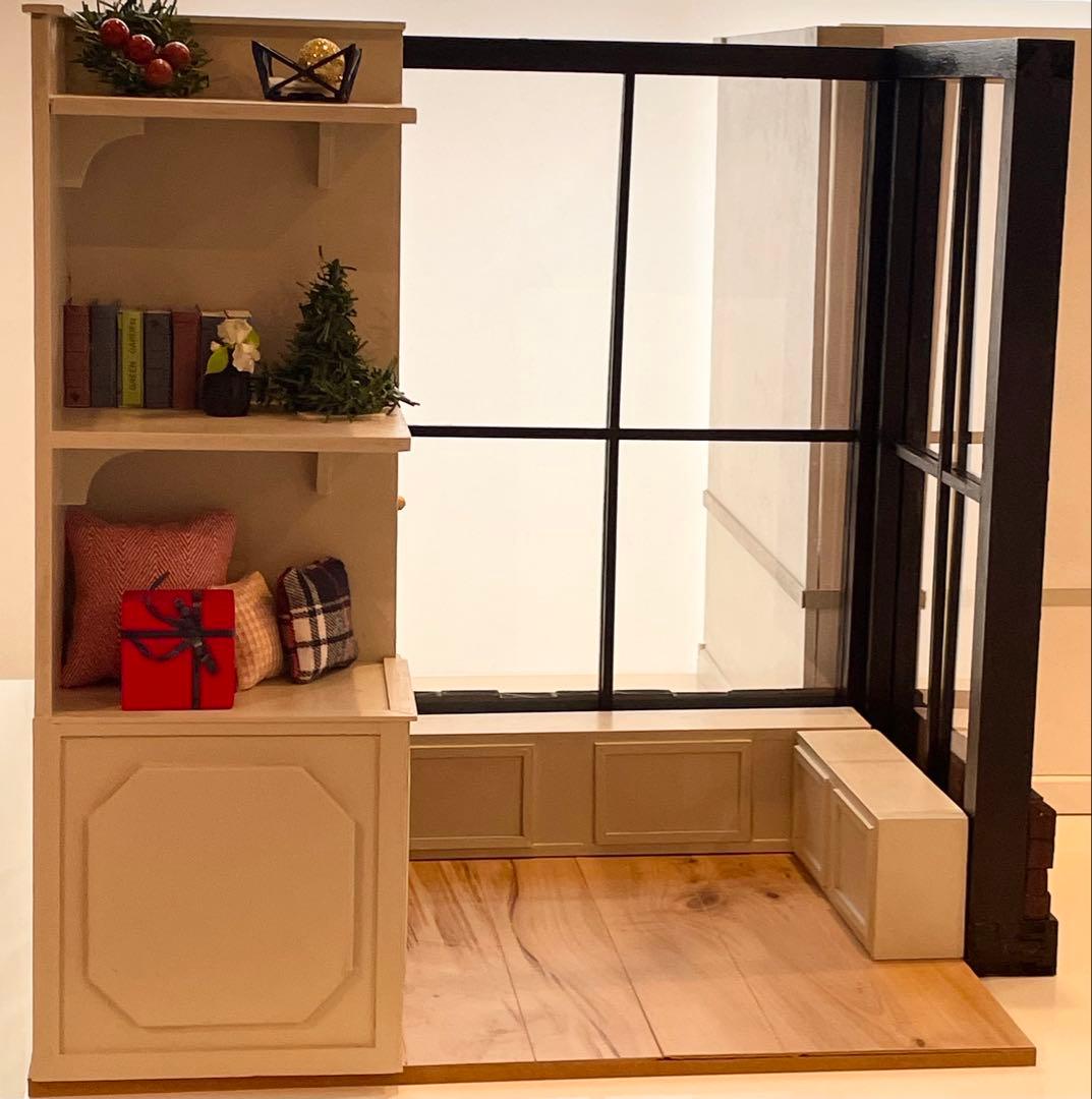 ドールハウス　撮影背景ボード　ハンドメイド☆ ルーム＆チェア＆シェルフ家具