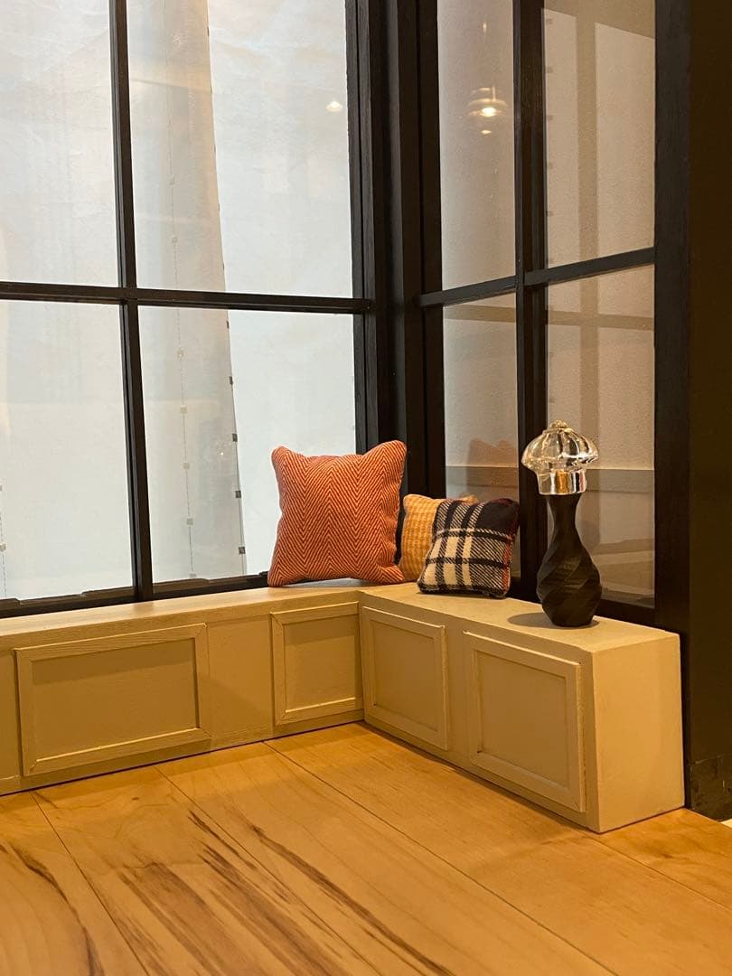 ドールハウス　撮影背景ボード　ハンドメイド☆ ルーム＆チェア＆シェルフ家具