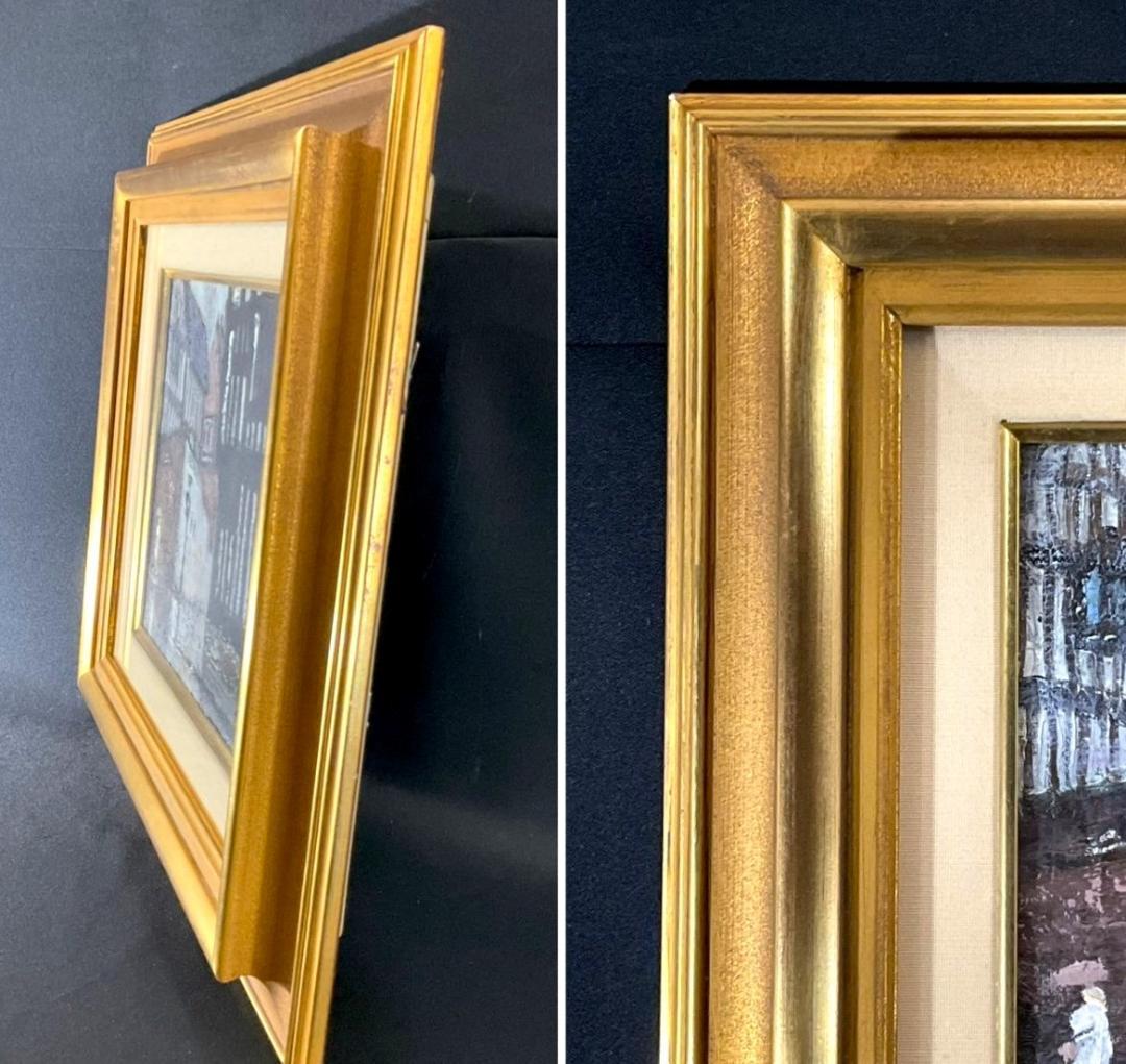 真作!! 油彩 三宅輝夫「雨のストラットフオード」1988年/叙情キャンバス抽象