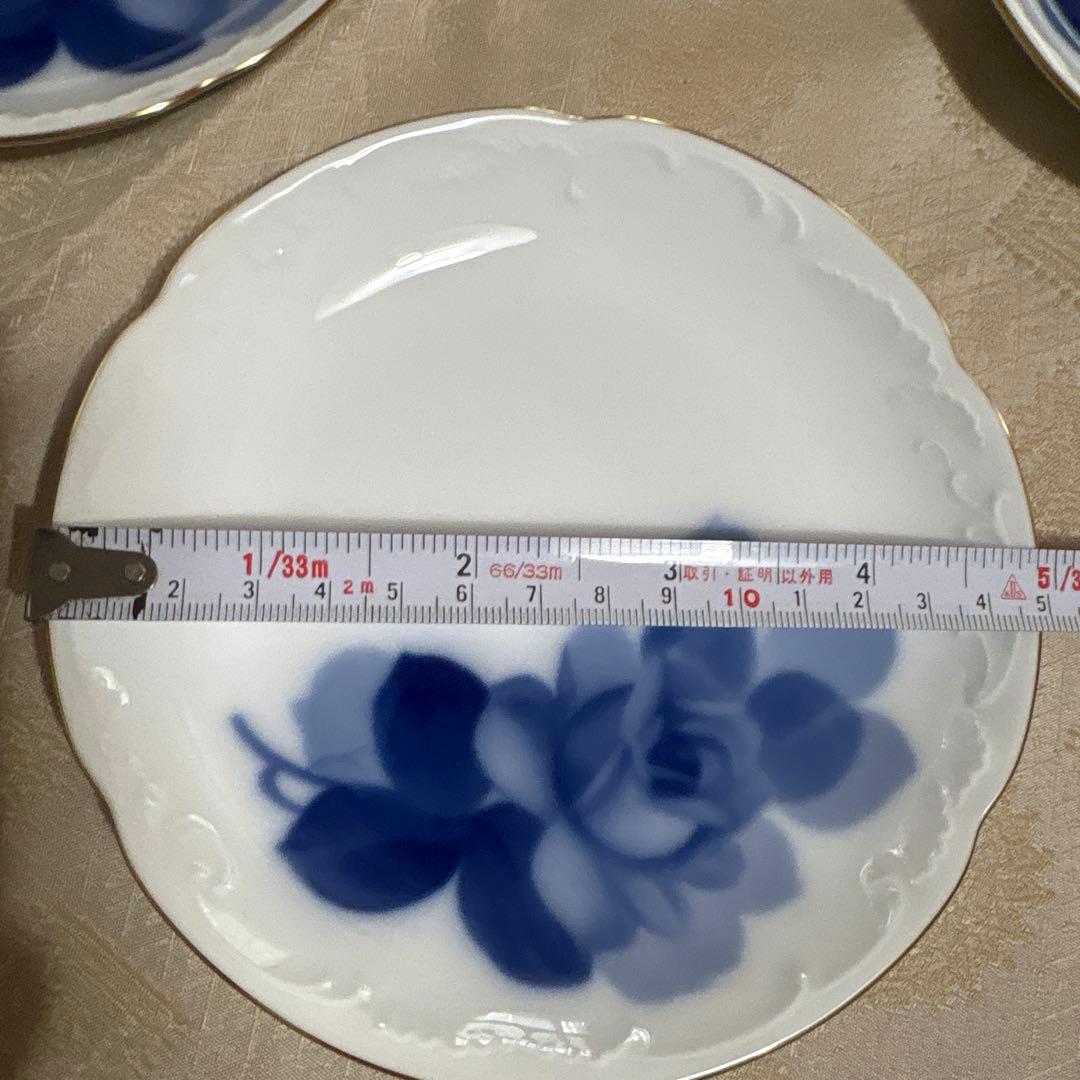 新品未使用　大倉陶園　JAPAN OKURAブルー ローズ 銘々皿　3枚セット