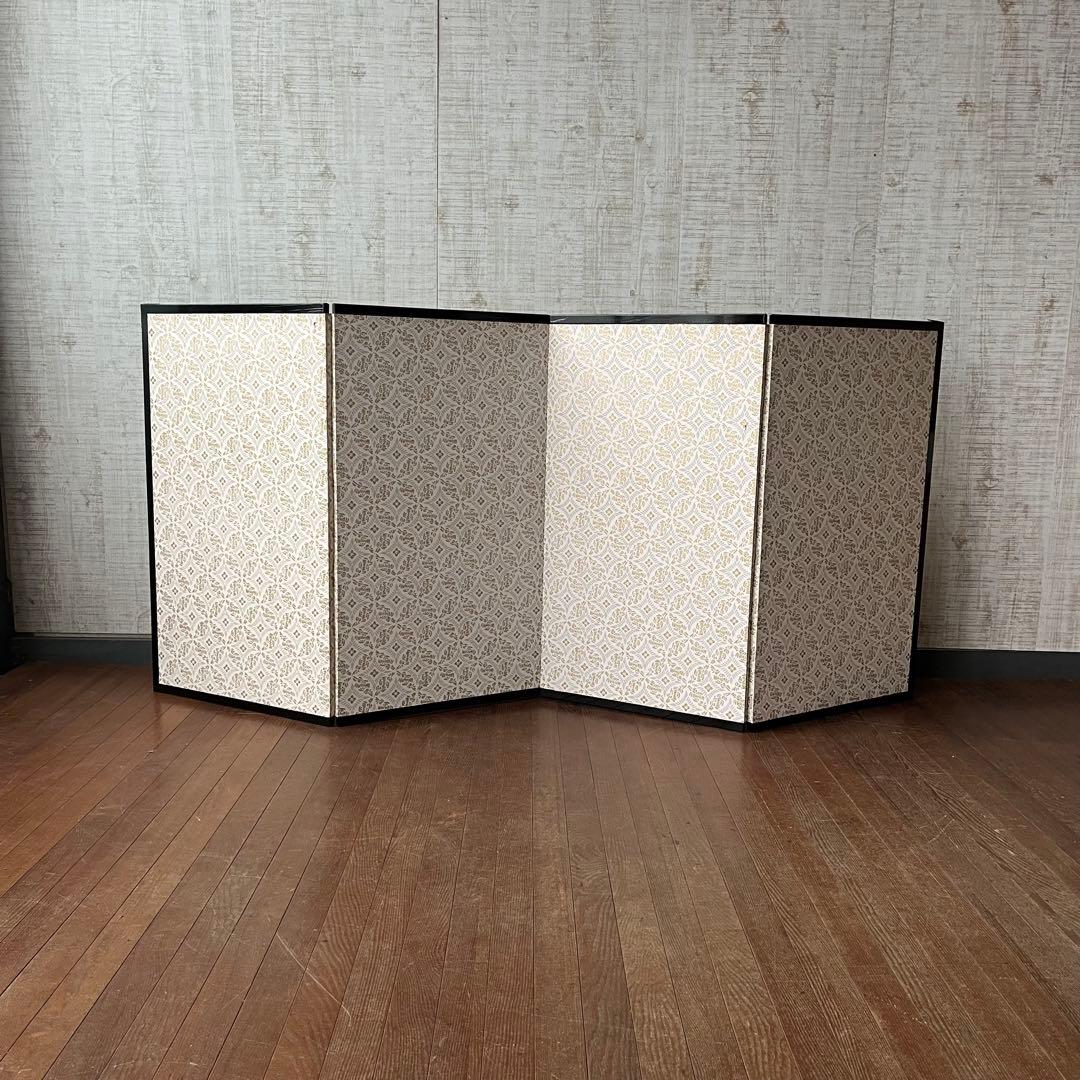 【アンティーク】御肉筆屏風 四曲一双 日本画 金屏風 玉泉銘 古道具 蔵出し