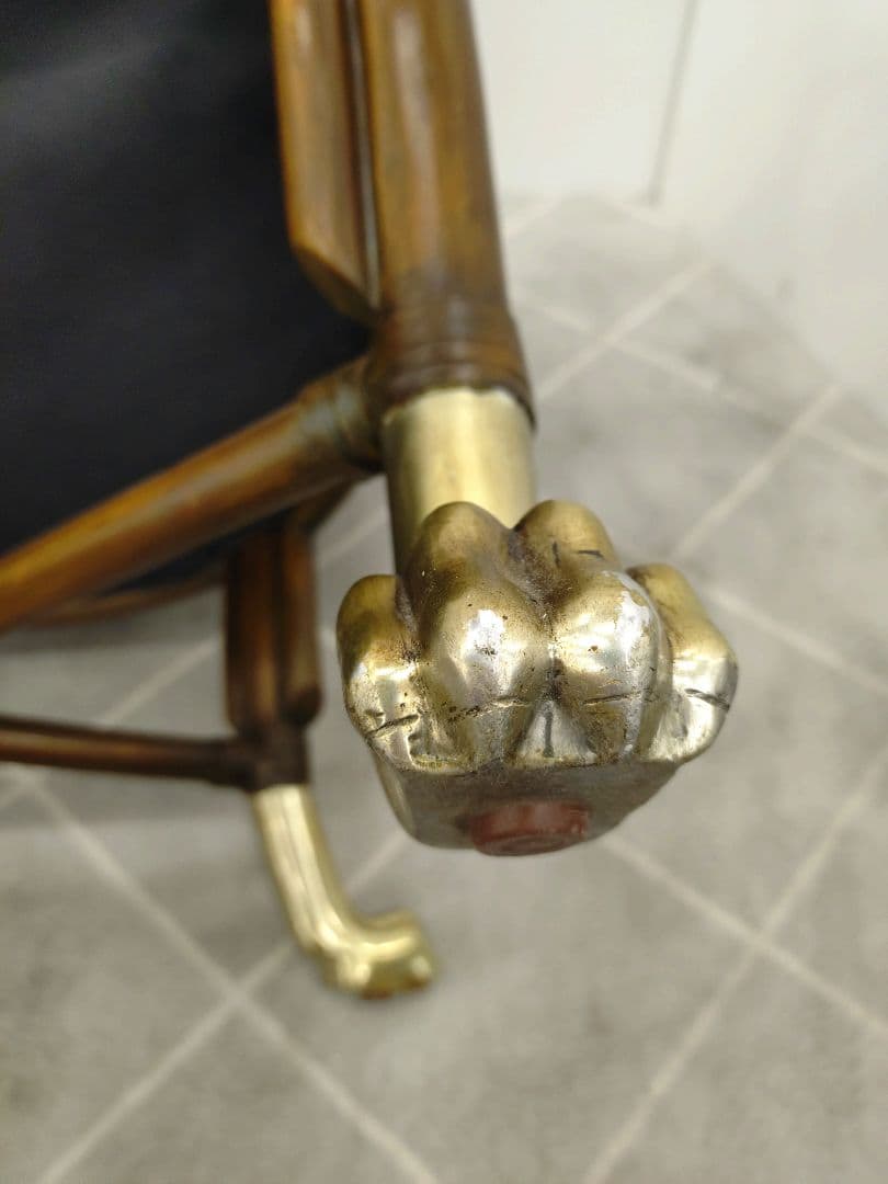 ヴィンテージ ブラックレザー 肘付きチェア アンティーク調チェア