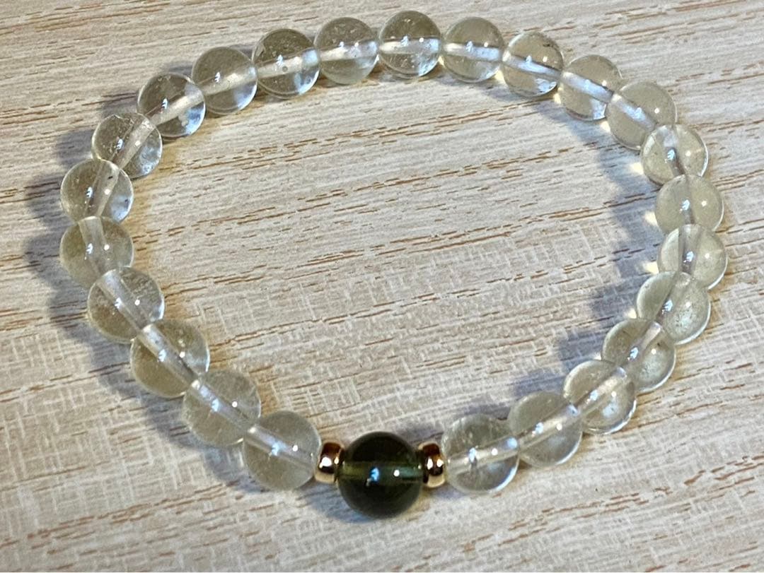 超希少♡モルダバイト＆リビアングラス デザインブレスレット
