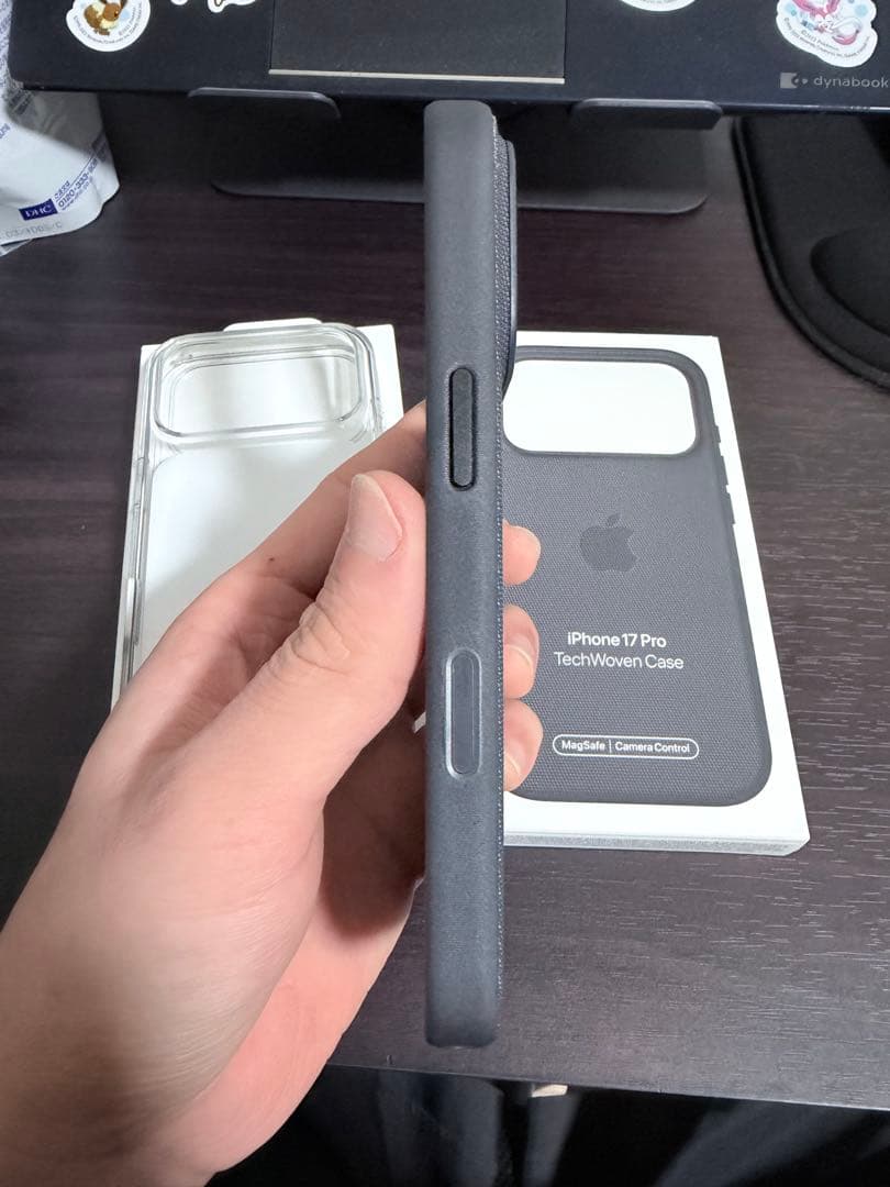 Iphone17pro ケース テックウーブンブラック & クリアケース