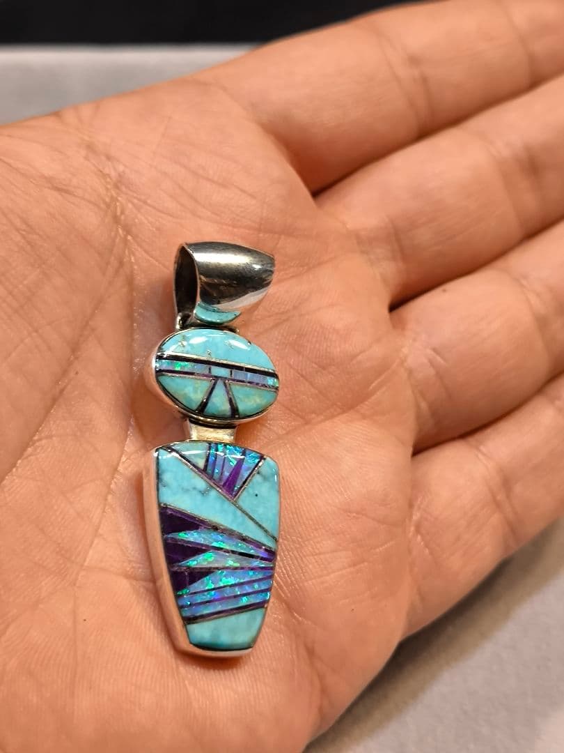 ナバホ スギライト ターコイズ オパール インレイ ペンダントトップ 希少