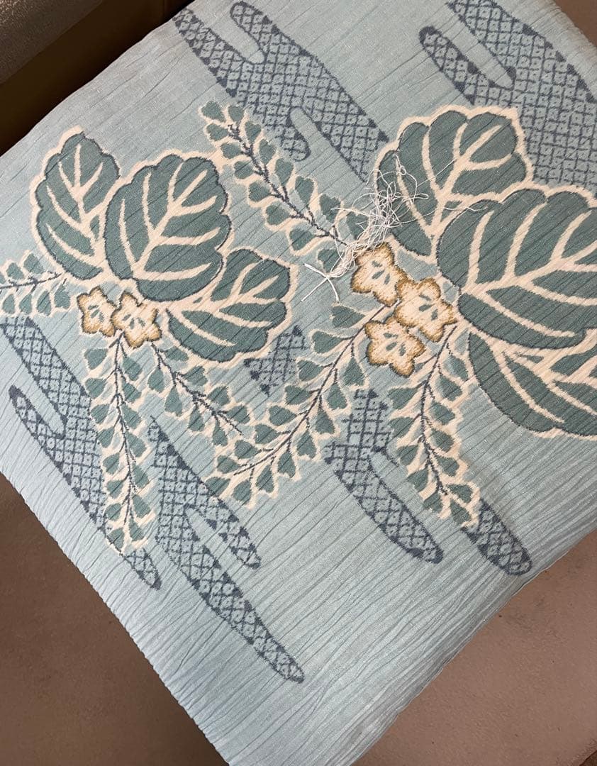 婚礼座布団　水色の葉と花の刺繍座布団　5枚セット