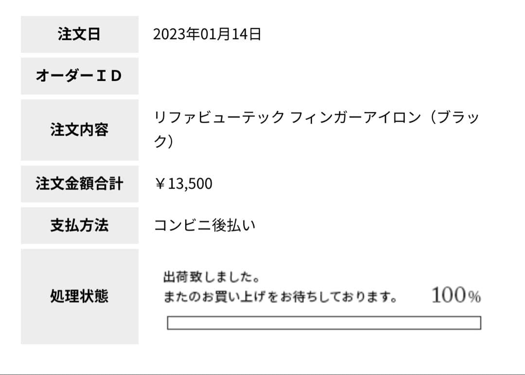 リファビューテック フィンガーアイロン （ブラック）