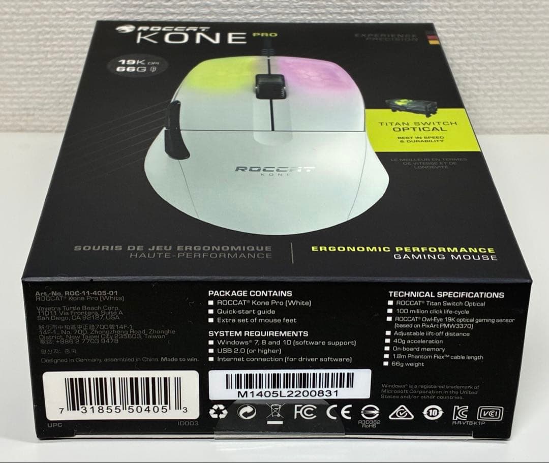 未開封 ROCCAT ゲーミングマウス Kone Pro 有線 ホワイト