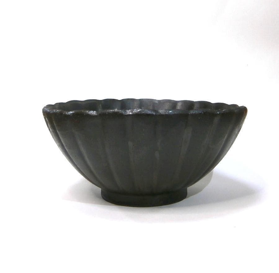 高島大樹 黒釉輪花 2008年初出し 新品未使用 深鉢 どんぶり 鉢 うつわ 丼