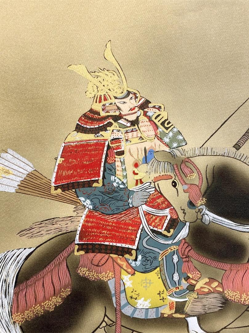 掛軸 武井旭堂『武者図』縁起物 端午の節句 絹本 共箱付 掛け軸 m201218
