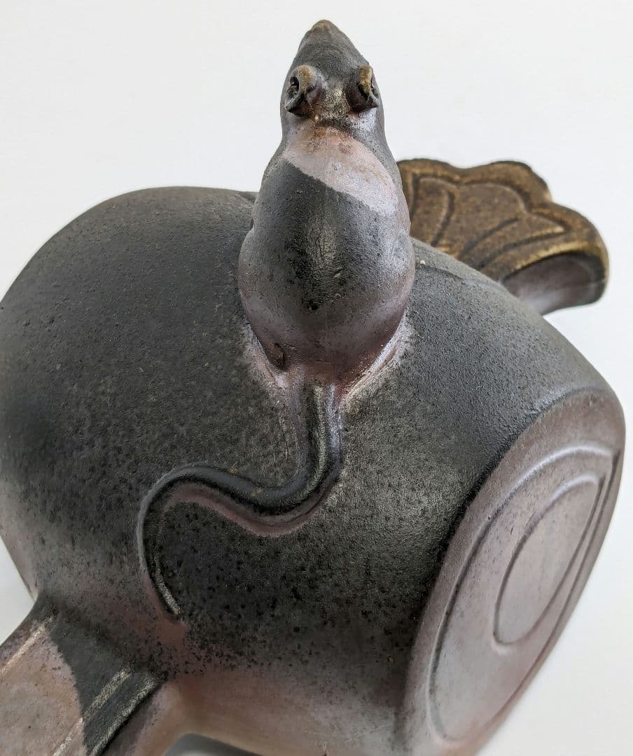 岡山県重要無形文化財 松井與之 備前焼 干支子置物 共箱共布栞 打ち出の小槌