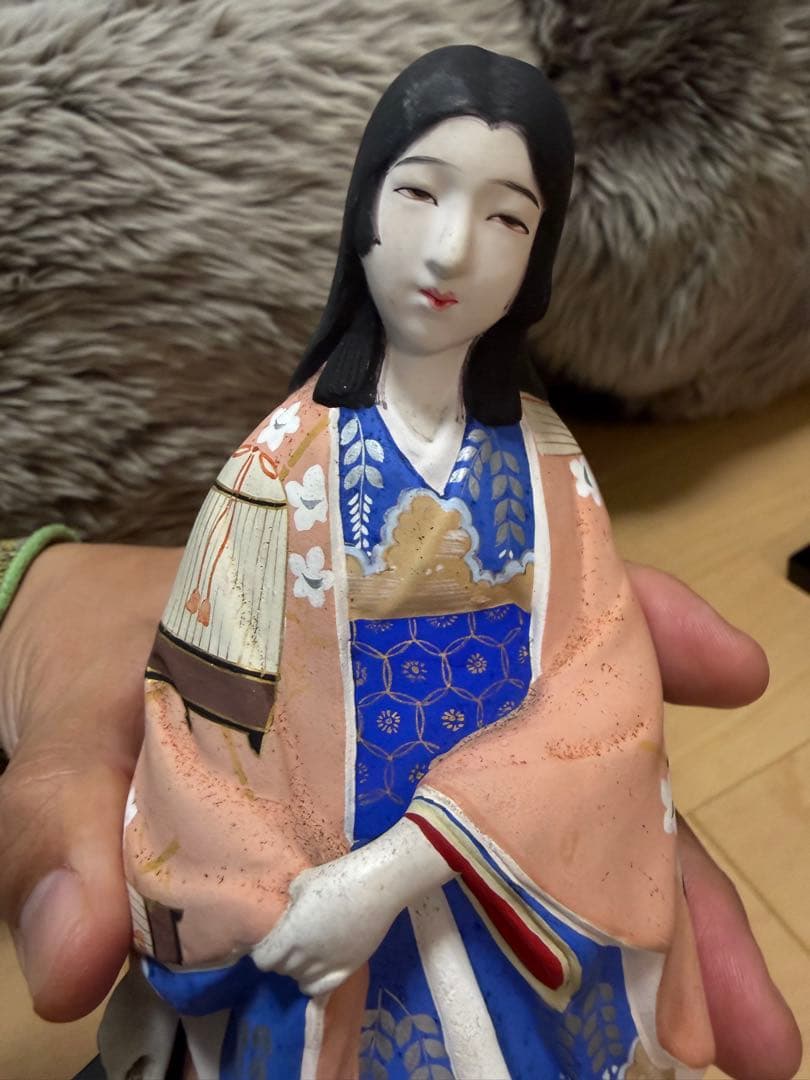 昭和レトロ 京風美人像 灯籠持ち 和装人形 20cm 土人形 和風置物