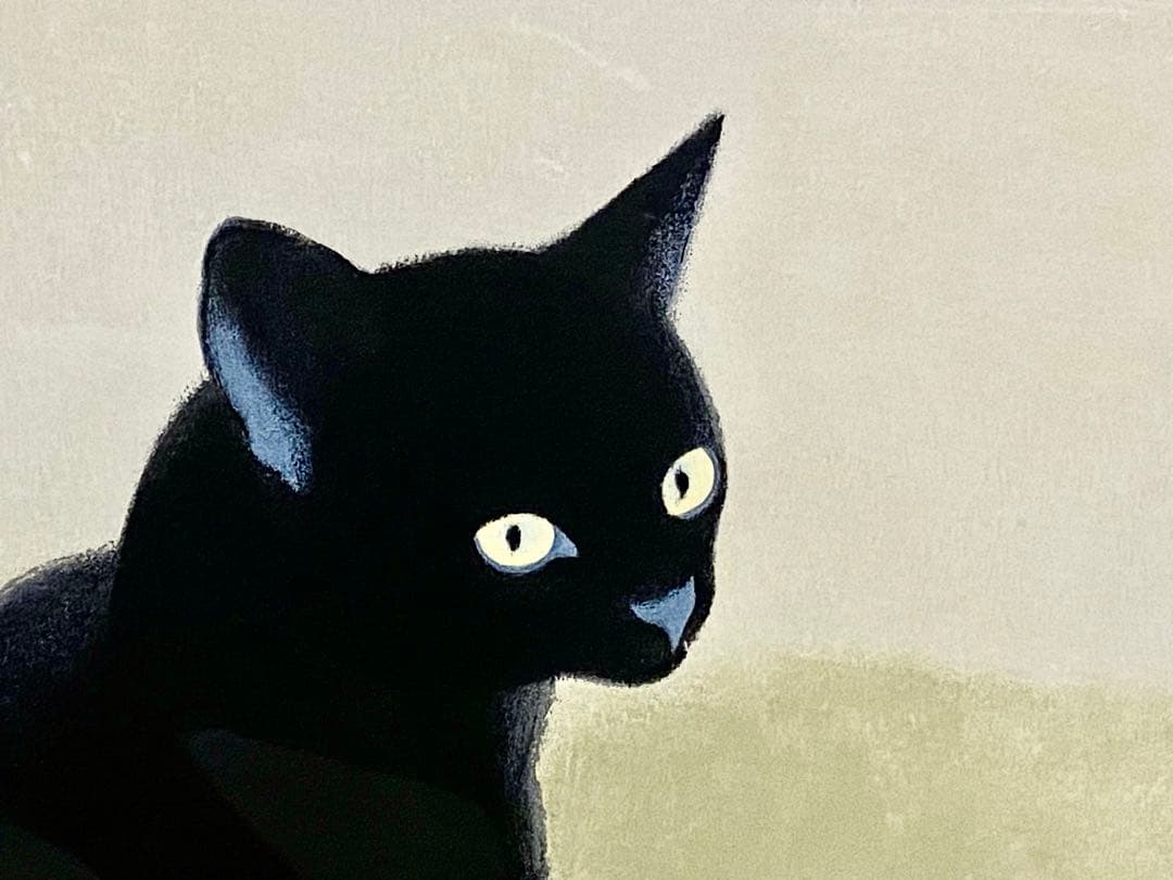 未使用 室井東志 直筆サイン 朱印 50/50 猫 リトグラフ 10号 真作保証