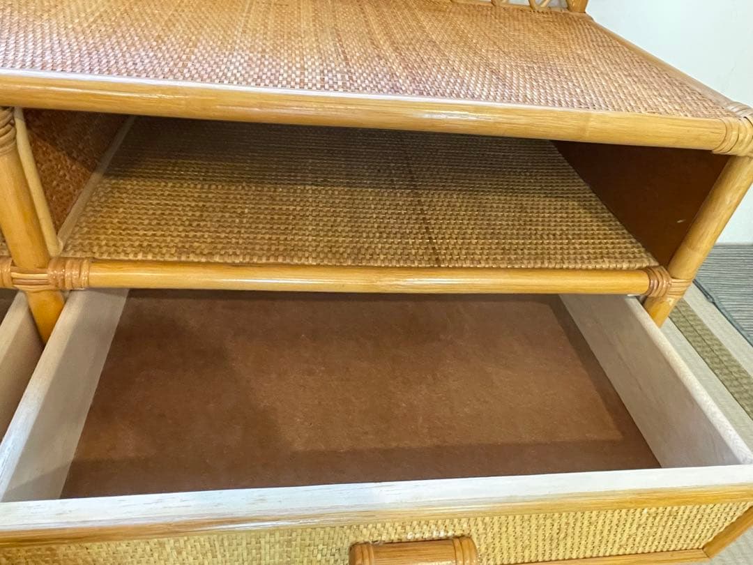 【⭐️希少】ラタン　ヴィンテージ　ローチェスト　ローボード キャビネット
