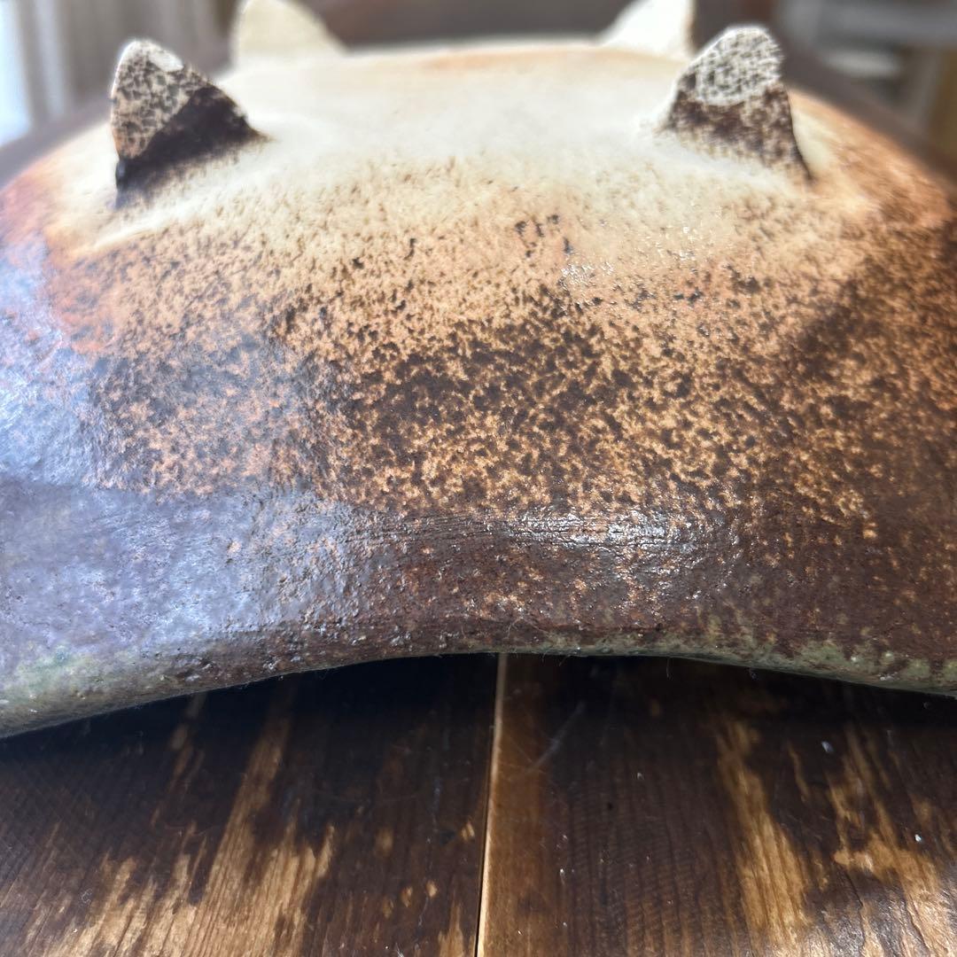 作家　陶芸作家　織部　四つ足　手捻り　大鉢