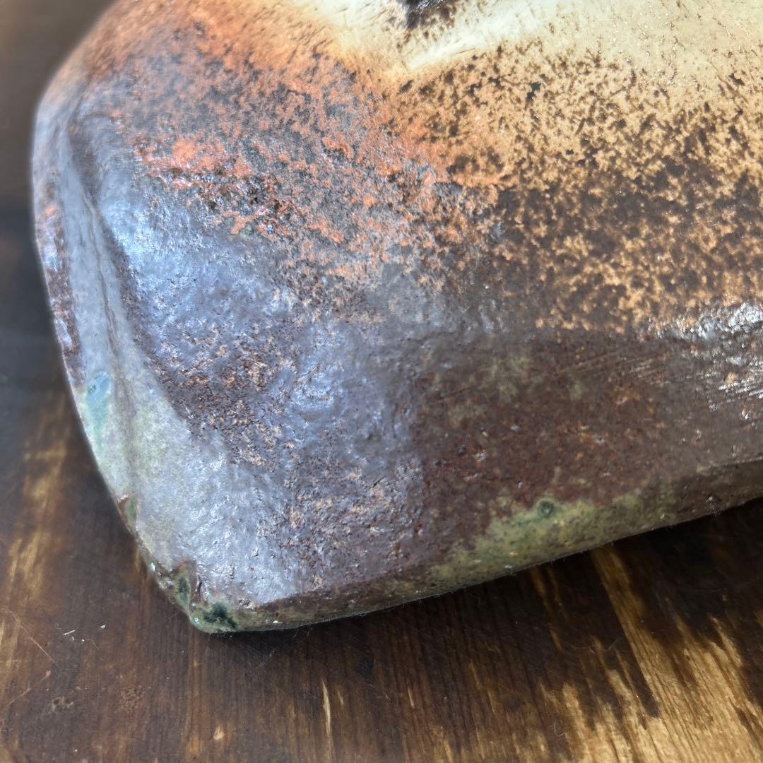 作家　陶芸作家　織部　四つ足　手捻り　大鉢