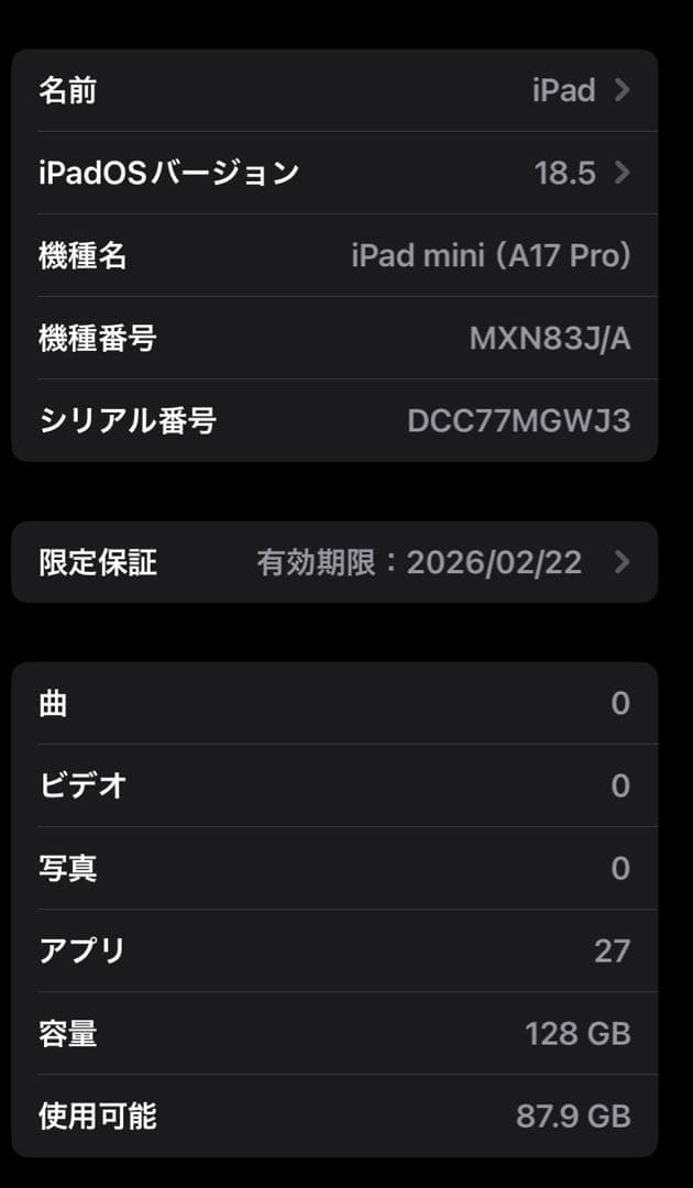 iPad mini第7世代(A17 Pro)128GB Wi-Fi 本体セット