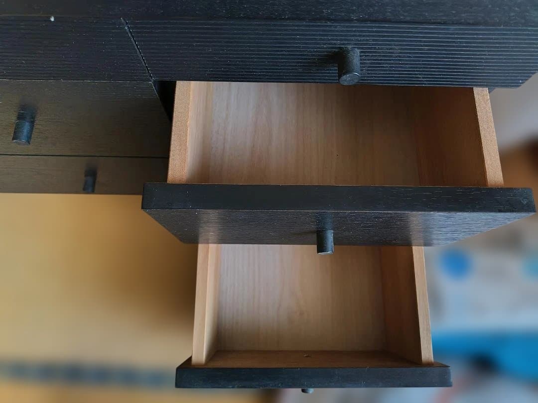 黒い木目調 ローチェスト（整理ダンス） 3段