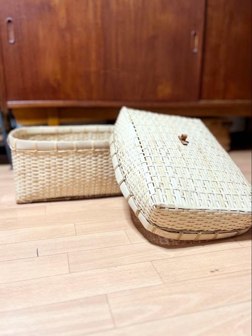ワランワヤン　カゴ・蓋つきバスケット・竹かご・蓋つきカゴ