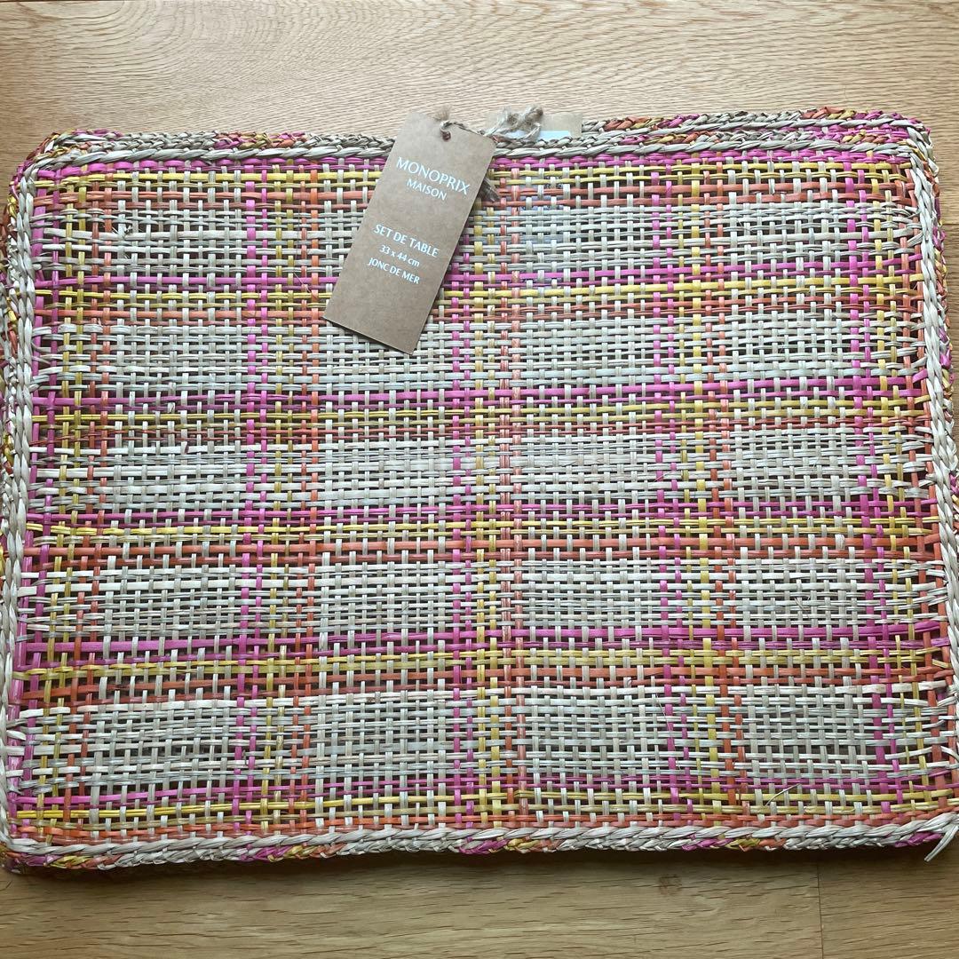 新品 フランス MONOPRIX モノプリ ラタン ランチョンマット4枚セット