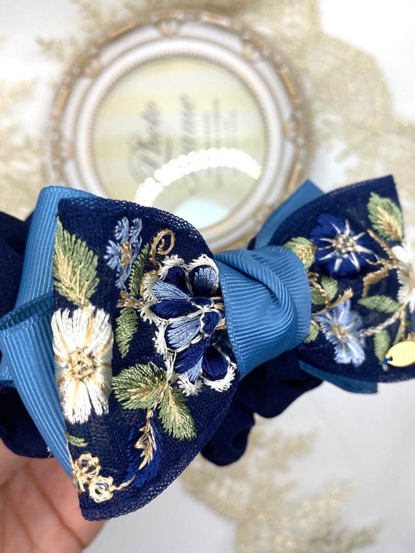 いっち様　2248インド刺繍リボン☆ボリューム　シュシュ　ハンドメイド
