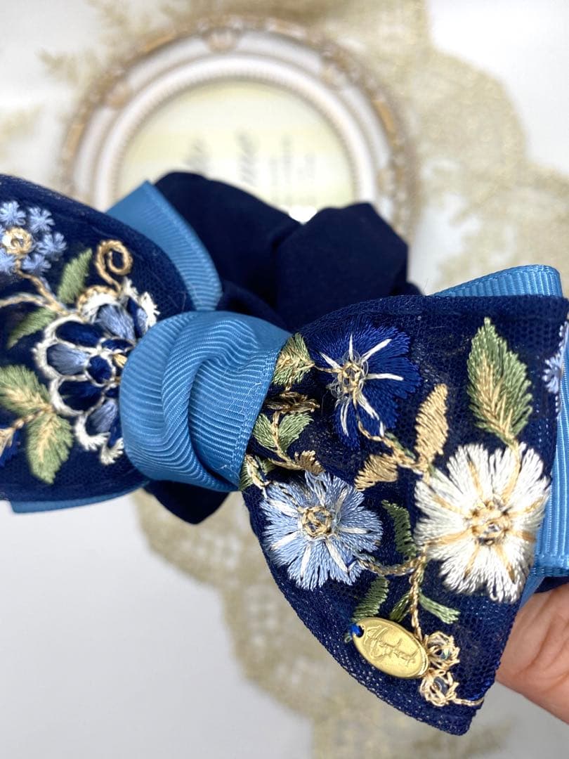 いっち様　2248インド刺繍リボン☆ボリューム　シュシュ　ハンドメイド