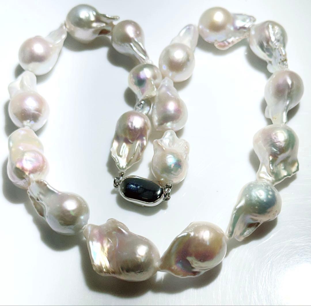 オイスターパール淡水パール美品オイスターパールネックレスNO25-2505