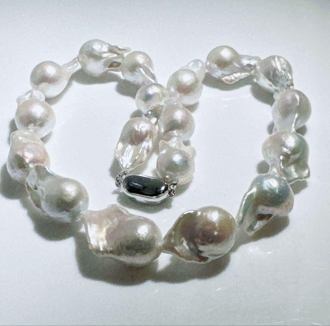 オイスターパール淡水パール美品オイスターパールネックレスNO25-2505