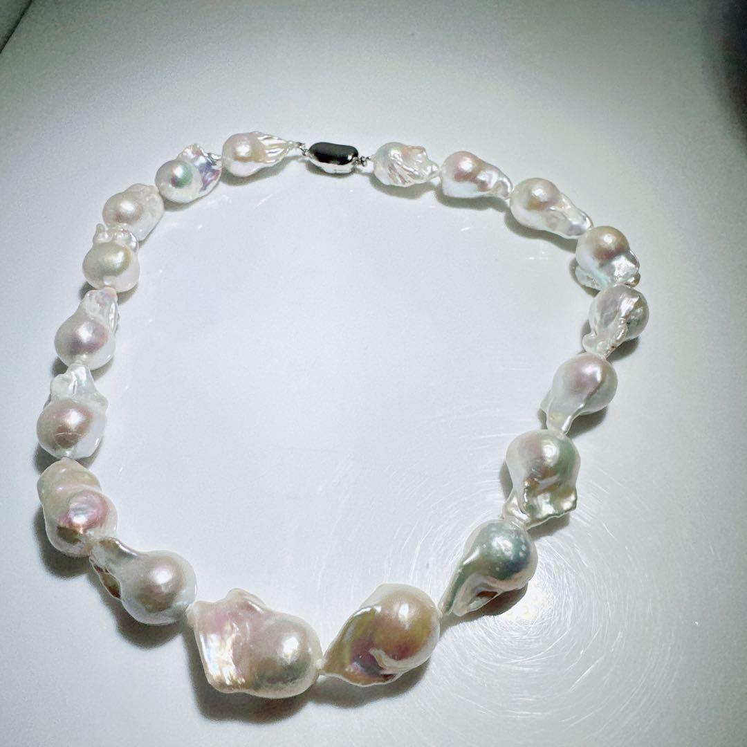 オイスターパール淡水パール美品オイスターパールネックレスNO25-2505