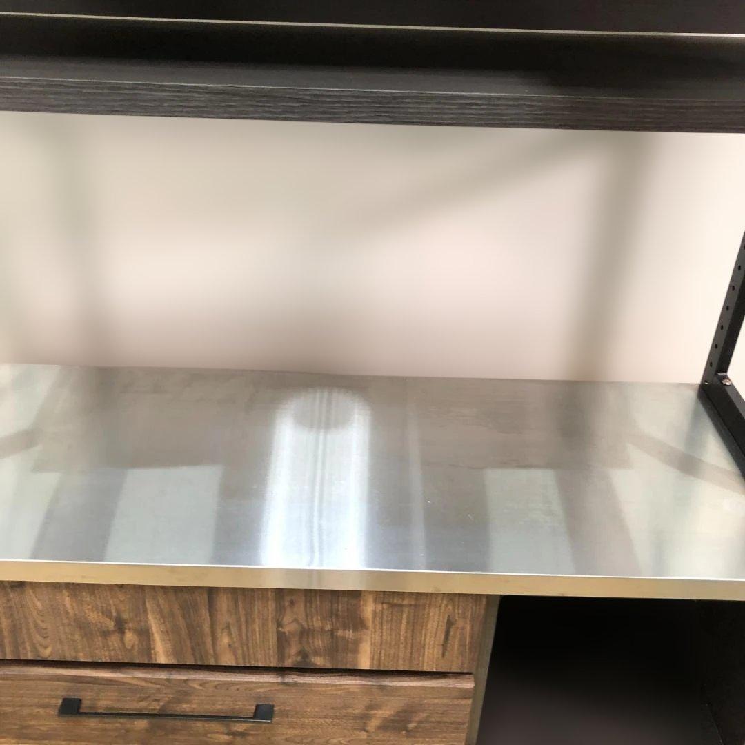 大川家具 キッチンボード 食器棚 レンジボード ステンレス 112982-1