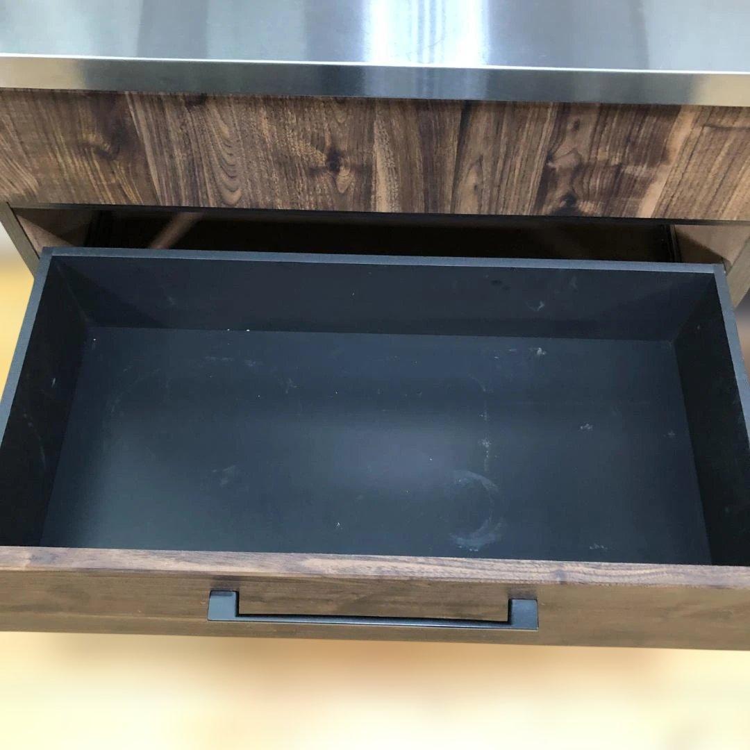 大川家具 キッチンボード 食器棚 レンジボード ステンレス 112982-1