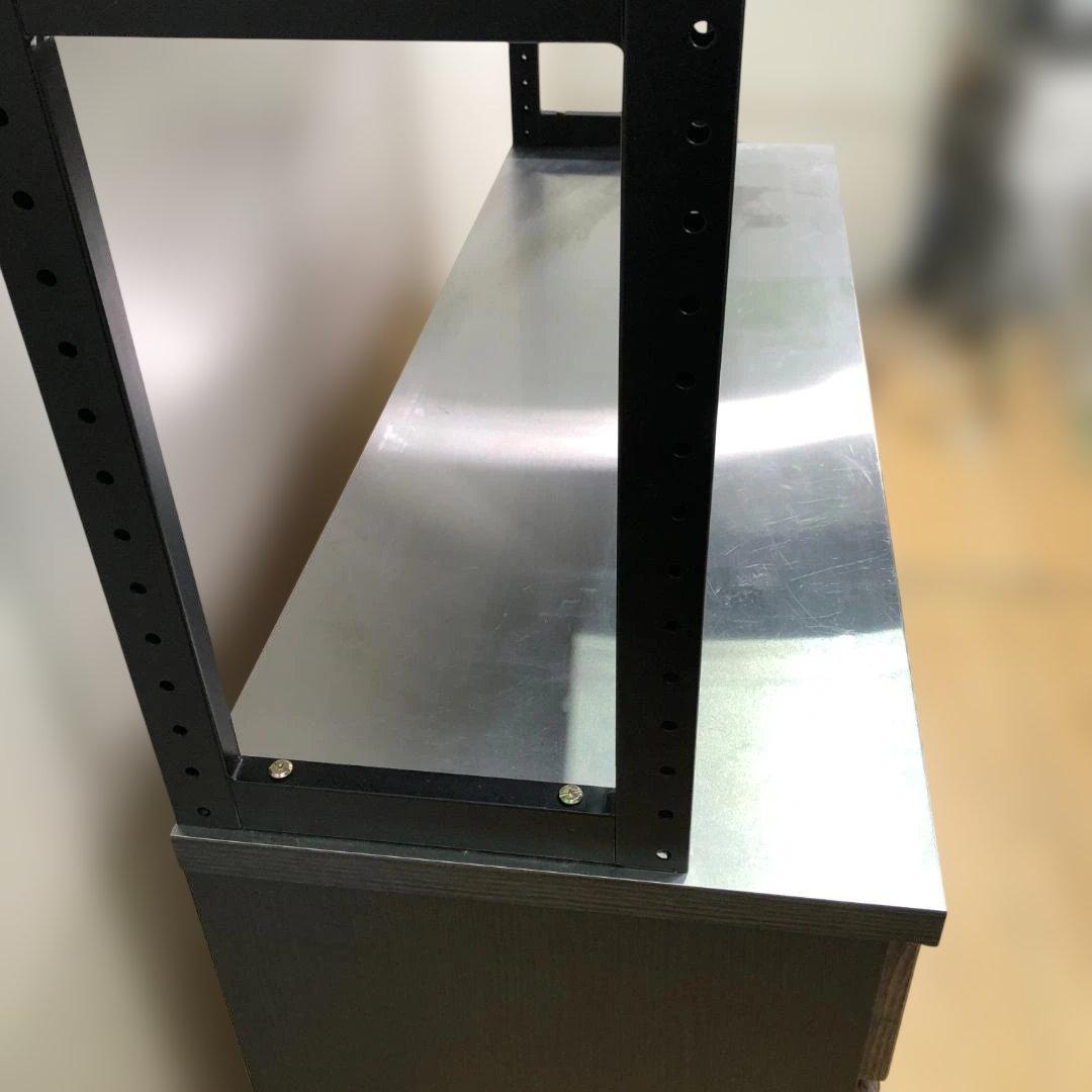 大川家具 キッチンボード 食器棚 レンジボード ステンレス 112982-1